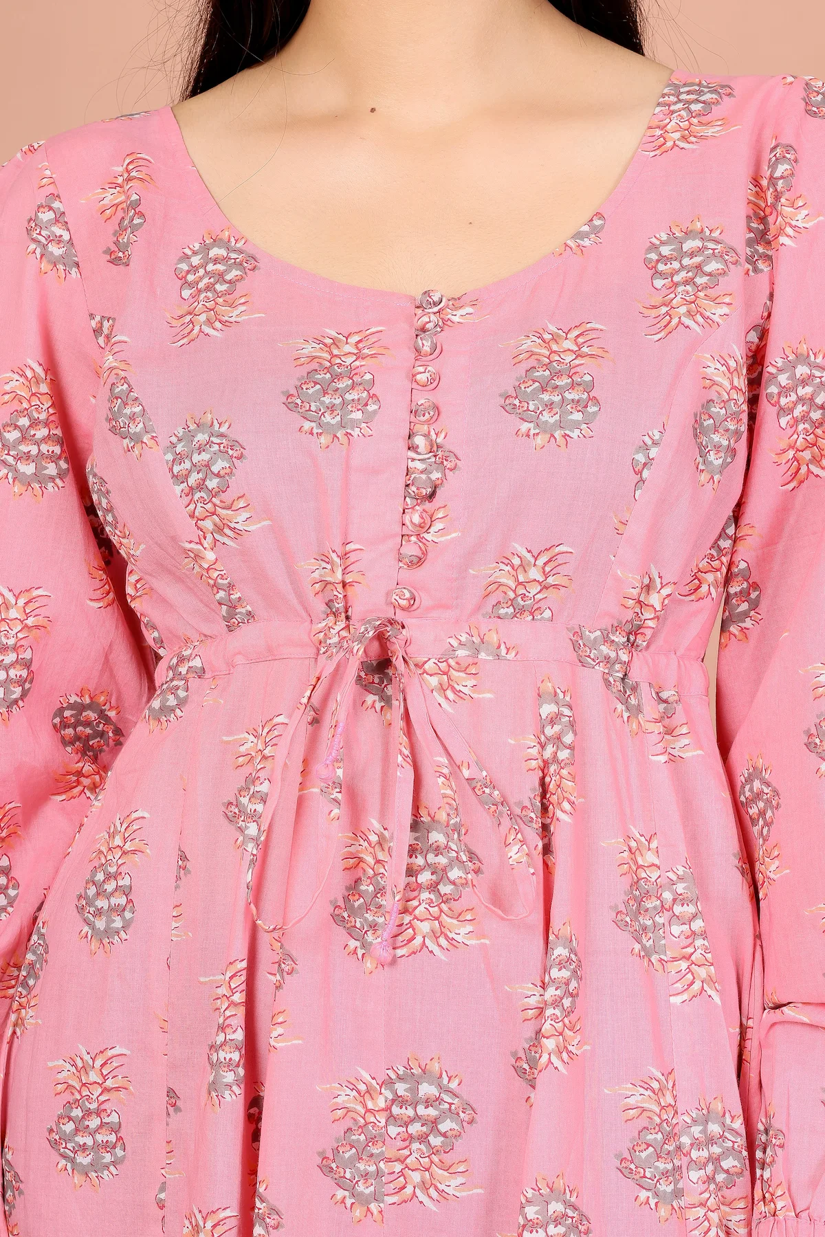 The Pink Blossom – Floral Printed Flared Midi Dress