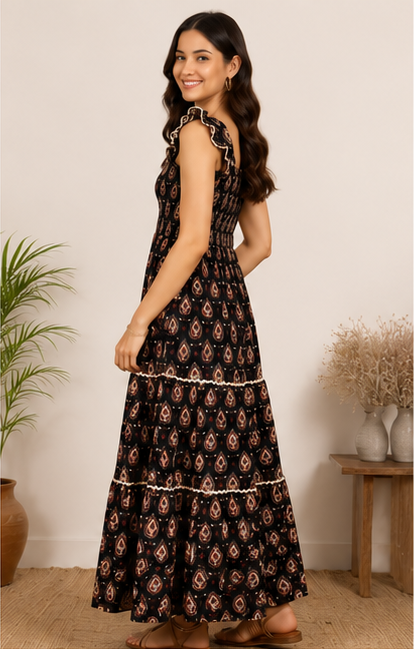 Boho Paisley Tiered Maxi Dress